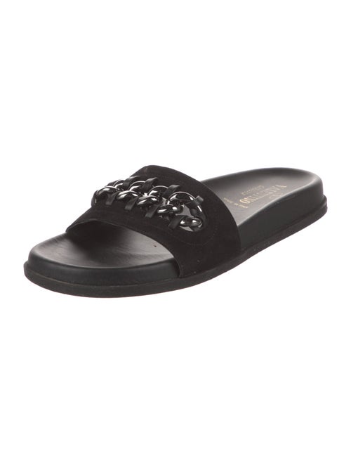 Valentino Suede Chain-Link Accents Slides