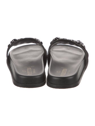 Valentino Suede Chain-Link Accents Slides