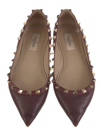 Valentino Rockstud Accents Leather Ballet Flats