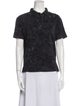 Valentino Lace Pattern Short Sleeve Button-Up Top