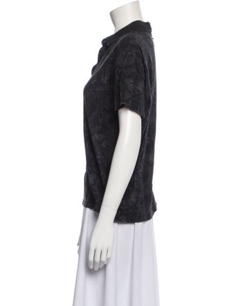 Valentino Lace Pattern Short Sleeve Button-Up Top