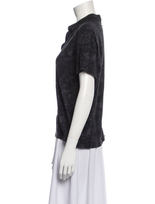 Valentino Lace Pattern Short Sleeve Button-Up Top