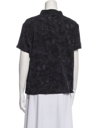 Valentino Lace Pattern Short Sleeve Button-Up Top