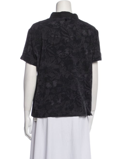 Valentino Lace Pattern Short Sleeve Button-Up Top