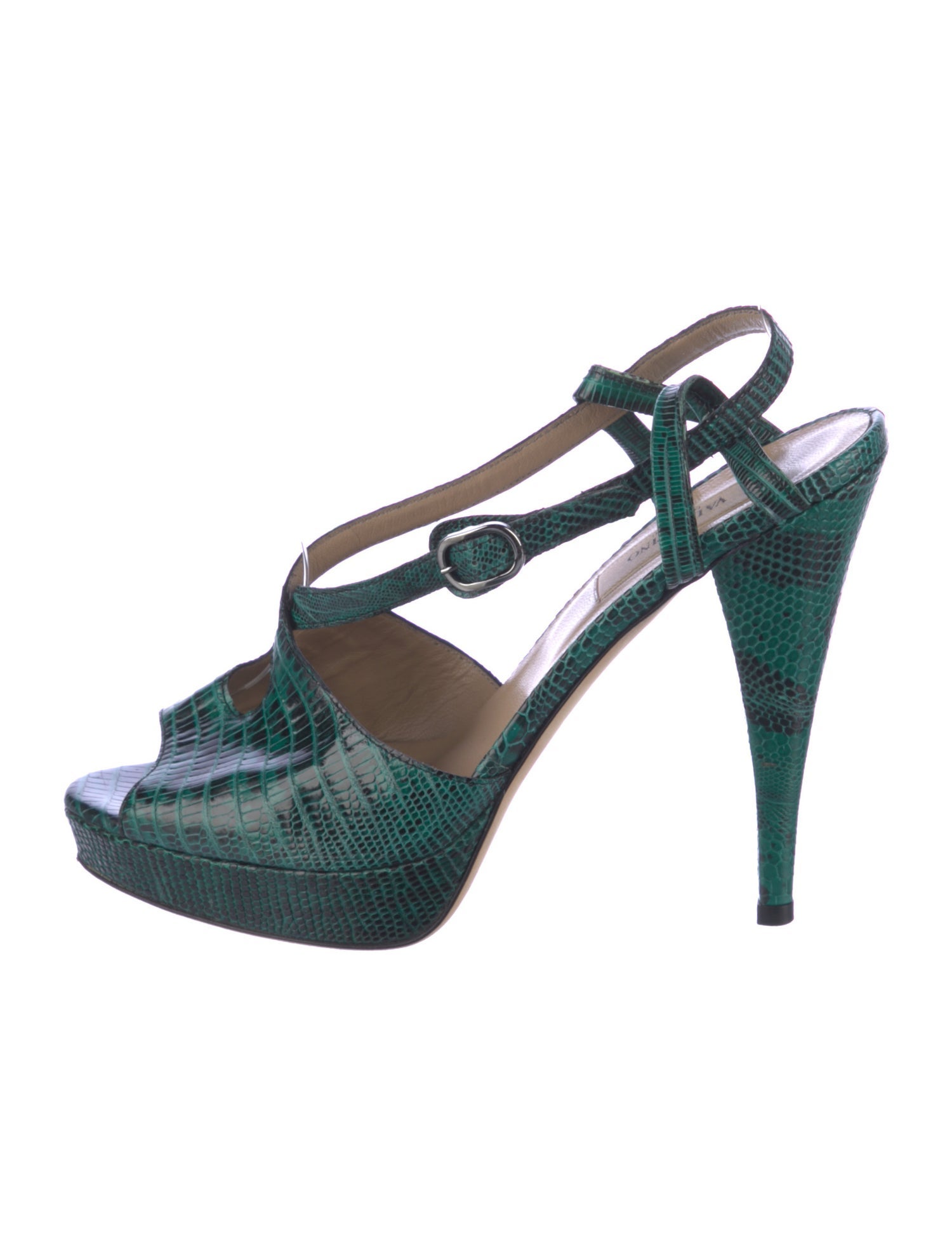 Valentino Leather Animal Print Slingback Sandals