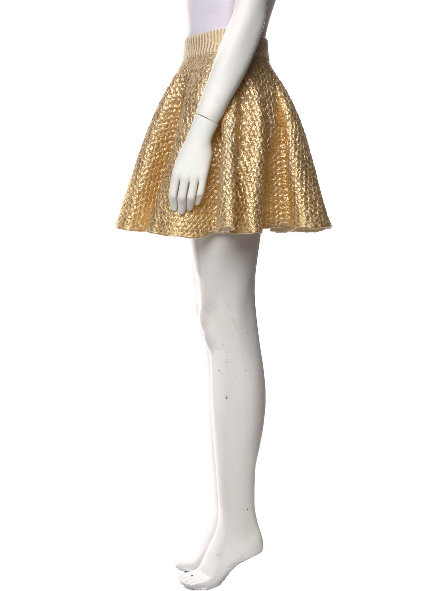 Valentino Virgin Wool Mini Skirt - Gold Skirts, Clothing