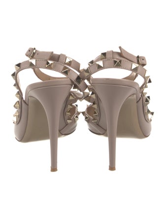 Valentino Rockstud Accents Leather T-Strap Pumps