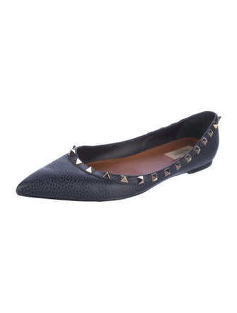 Valentino Rockstud Accents Leather Ballet Flats