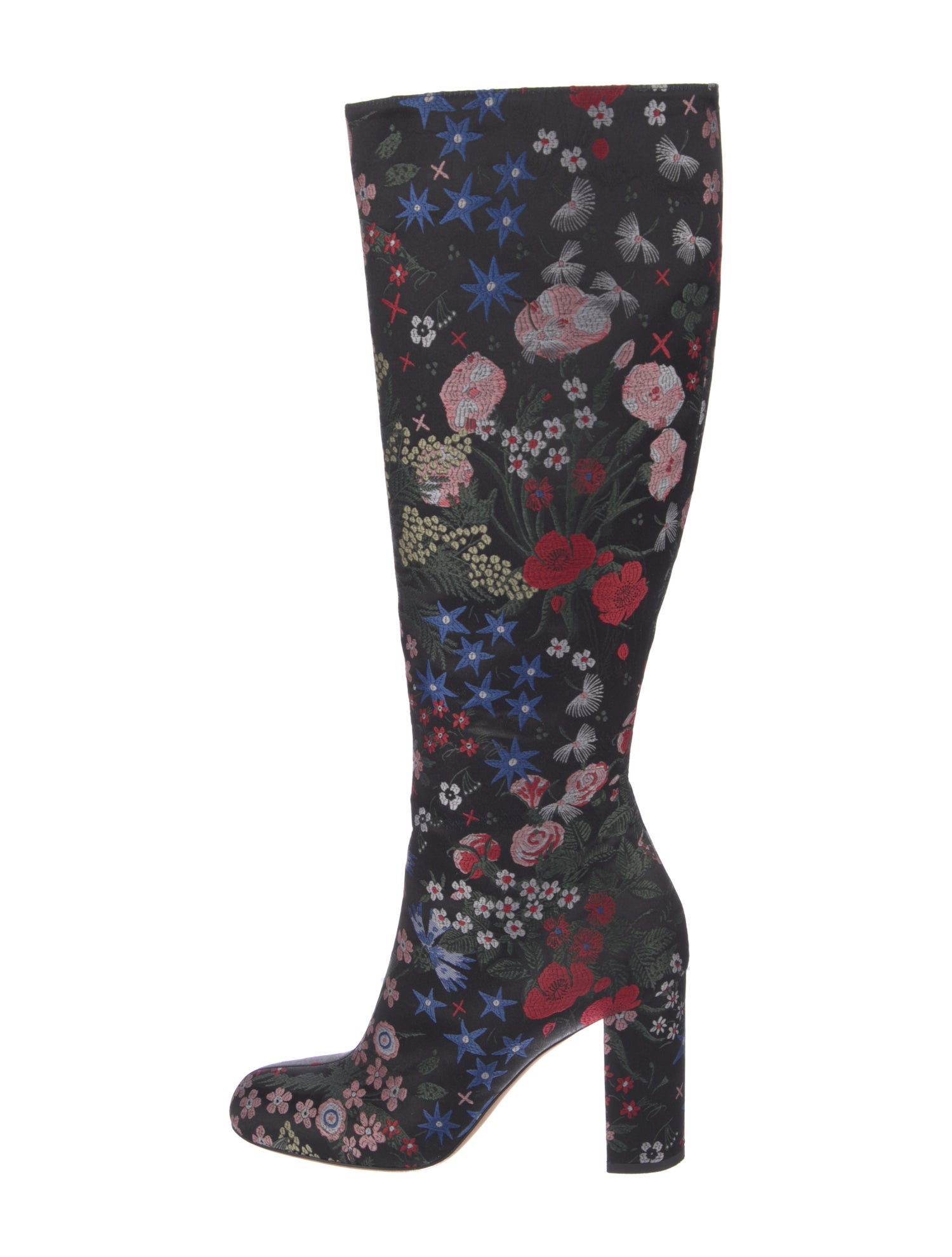 Valentino Floral Print Embroidered Accent Boots