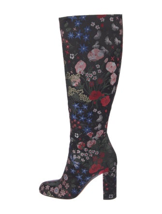 Valentino Floral Print Embroidered Accent Boots