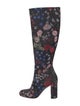Valentino Floral Print Embroidered Accent Boots