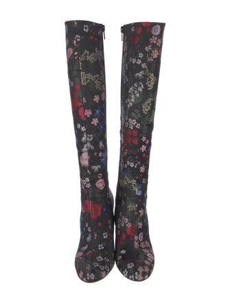 Valentino Floral Print Embroidered Accent Boots
