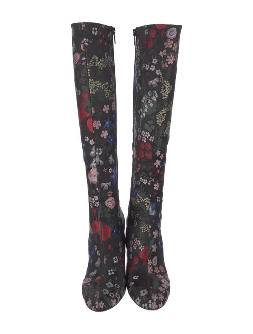 Valentino Floral Print Embroidered Accent Boots
