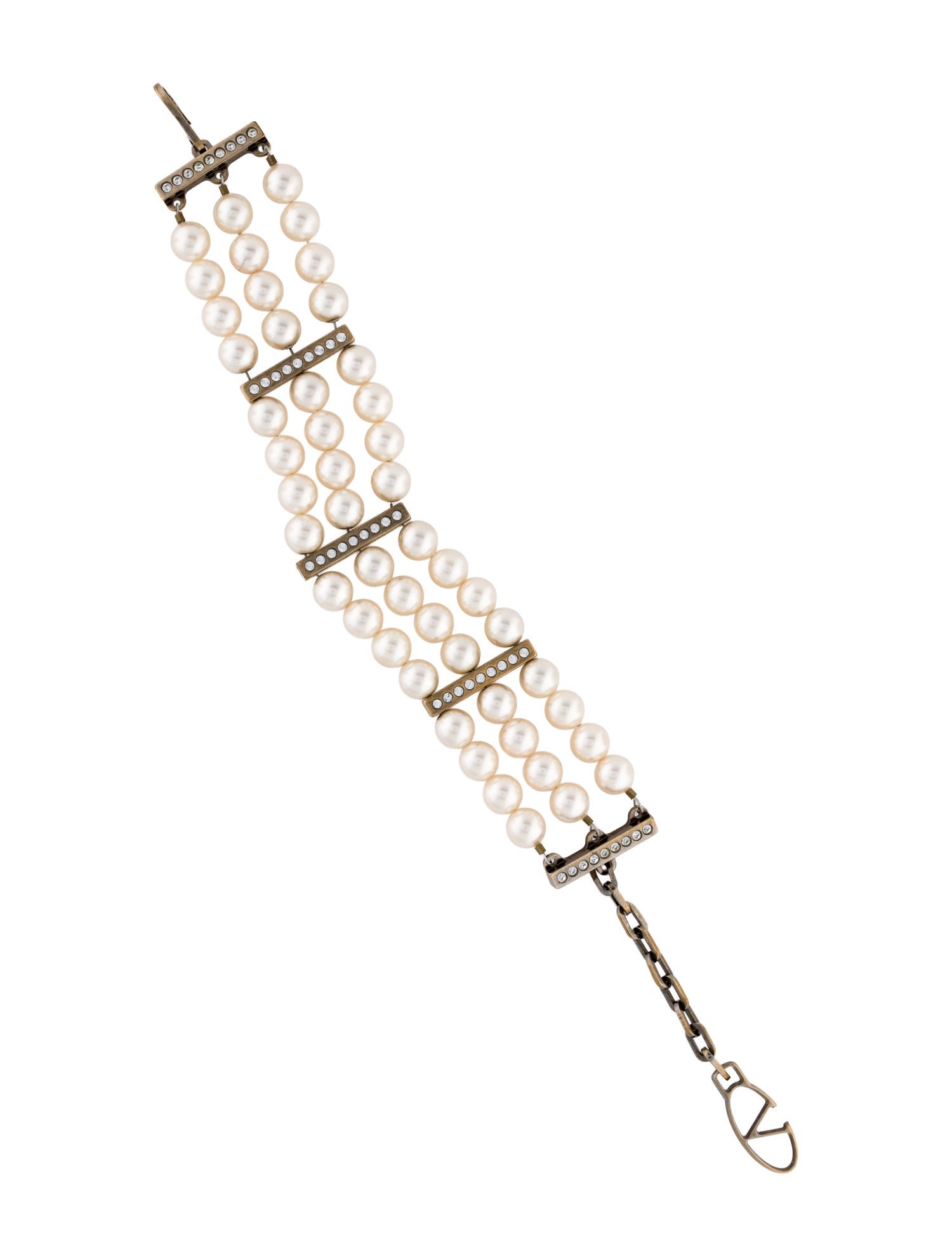 Valentino Faux Pearl & Crystal Multistrand Bracelet