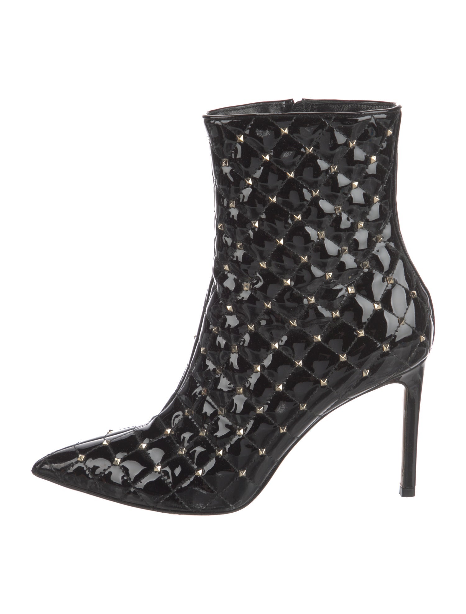 Valentino Quilted Pattern Patent Leather Boots