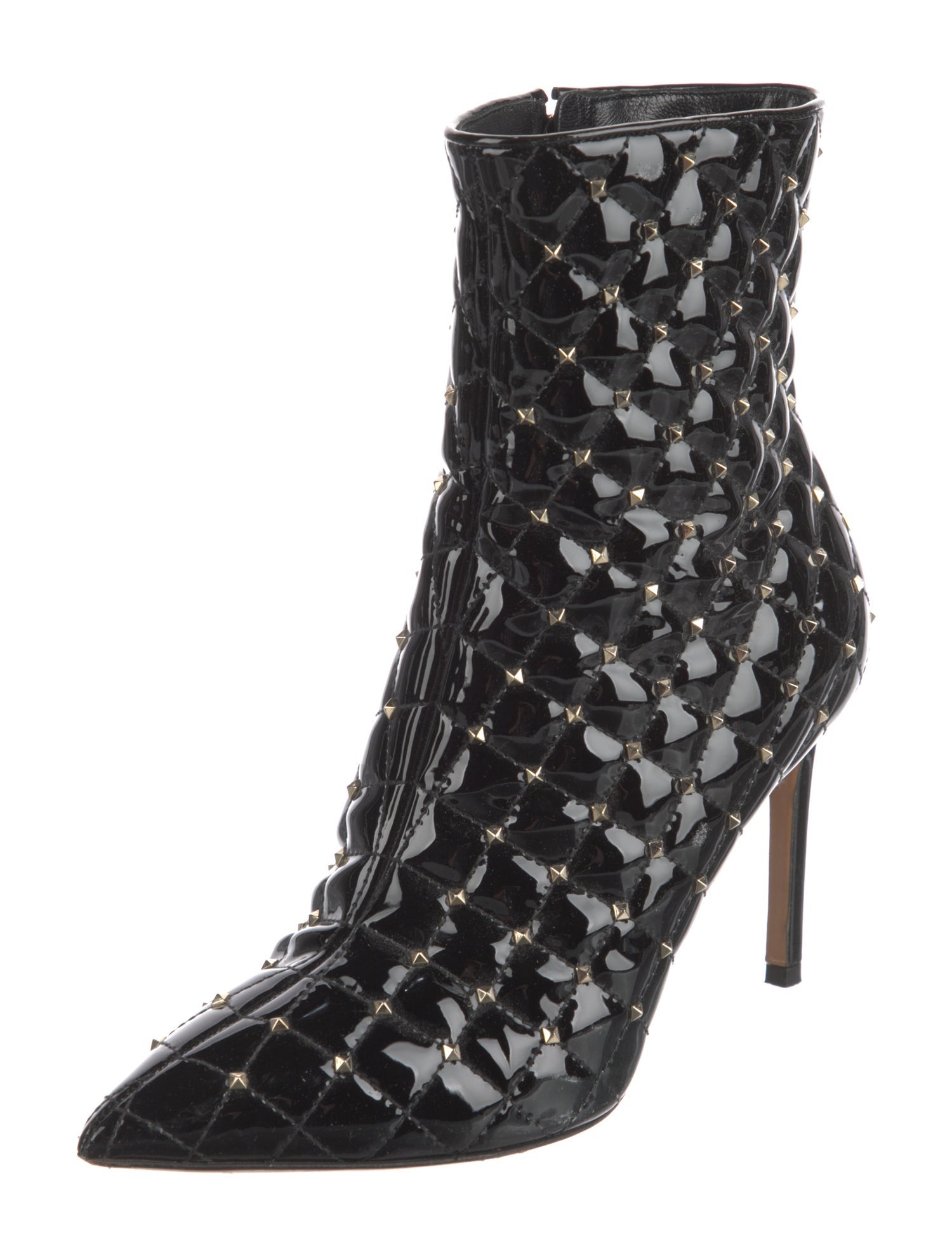 Valentino Quilted Pattern Patent Leather Boots