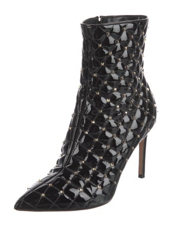 Valentino Quilted Pattern Patent Leather Boots