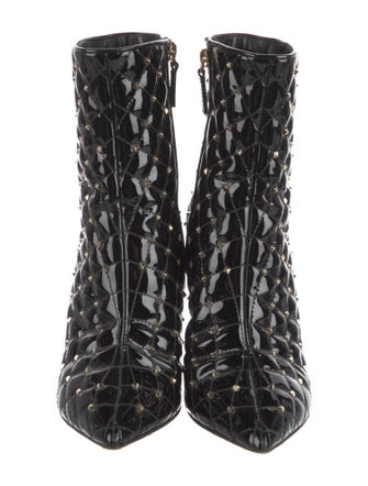 Valentino Quilted Pattern Patent Leather Boots