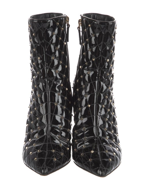 Valentino Quilted Pattern Patent Leather Boots