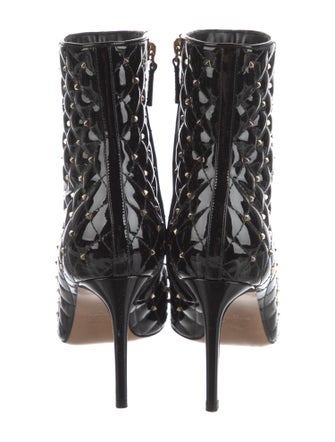 Valentino Quilted Pattern Patent Leather Boots