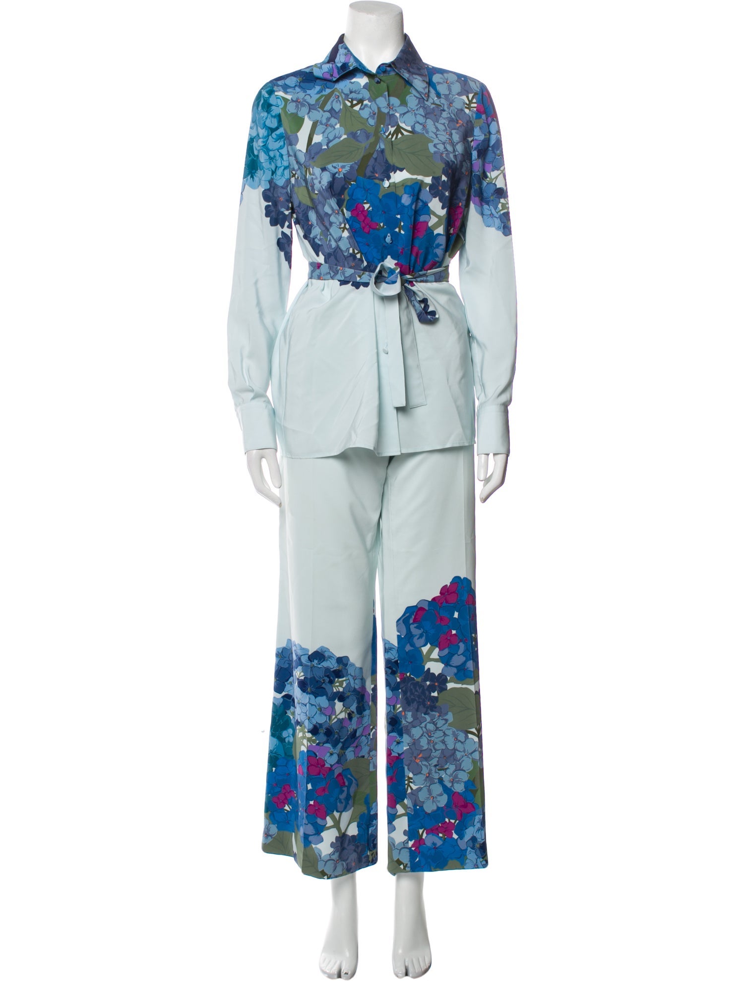 Valentino Silk Floral Print Pant Set