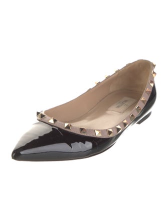 Valentino Rockstud Accents Patent Leather Ballet Flats