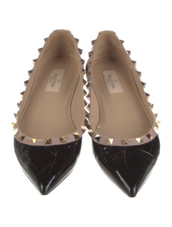 Valentino Rockstud Accents Patent Leather Ballet Flats