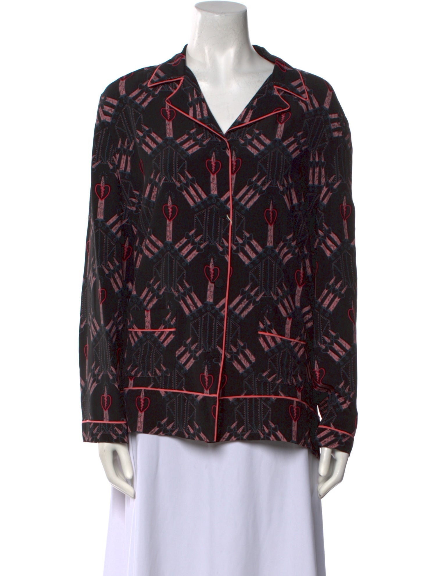 Valentino Silk Printed Button-Up Top