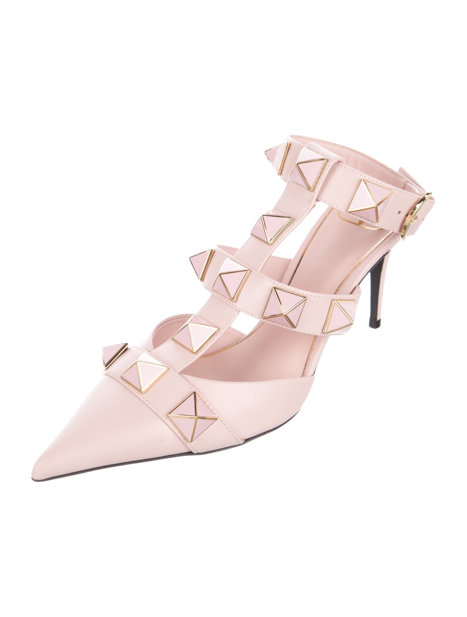Valentino Rockstud Accents Leather T-Strap Pumps