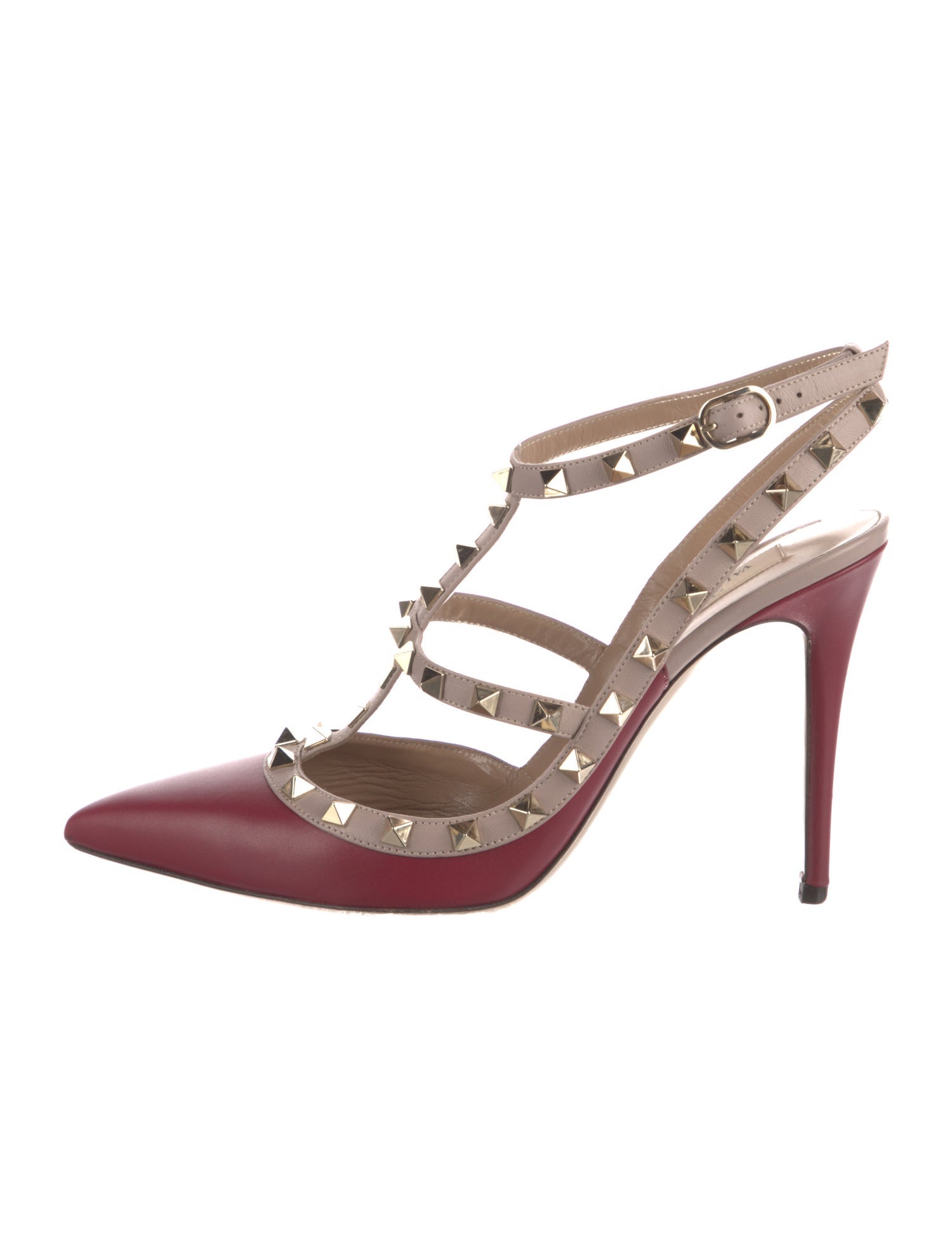 Valentino Rockstud Accents Leather T-Strap Pumps