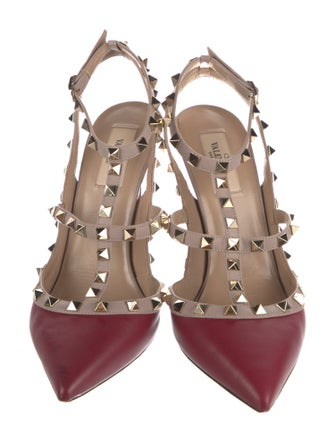 Valentino Rockstud Accents Leather T-Strap Pumps