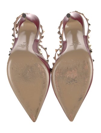 Valentino Rockstud Accents Leather T-Strap Pumps