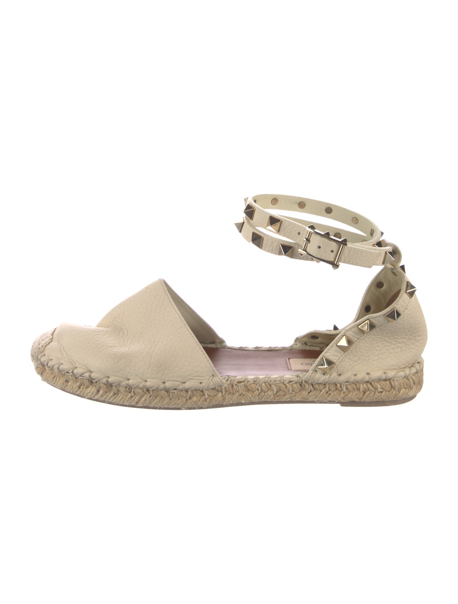 Valentino Rockstud Accents Leather Espadrilles