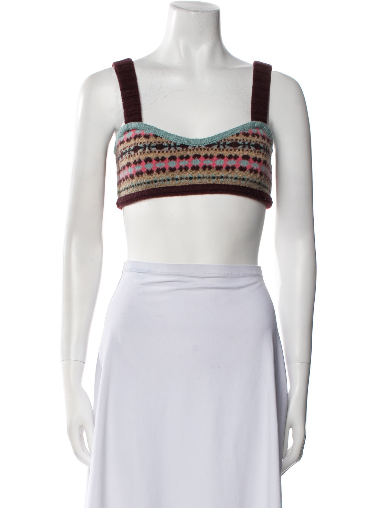 Valentino Virgin Wool Printed Crop Top w/ Tags