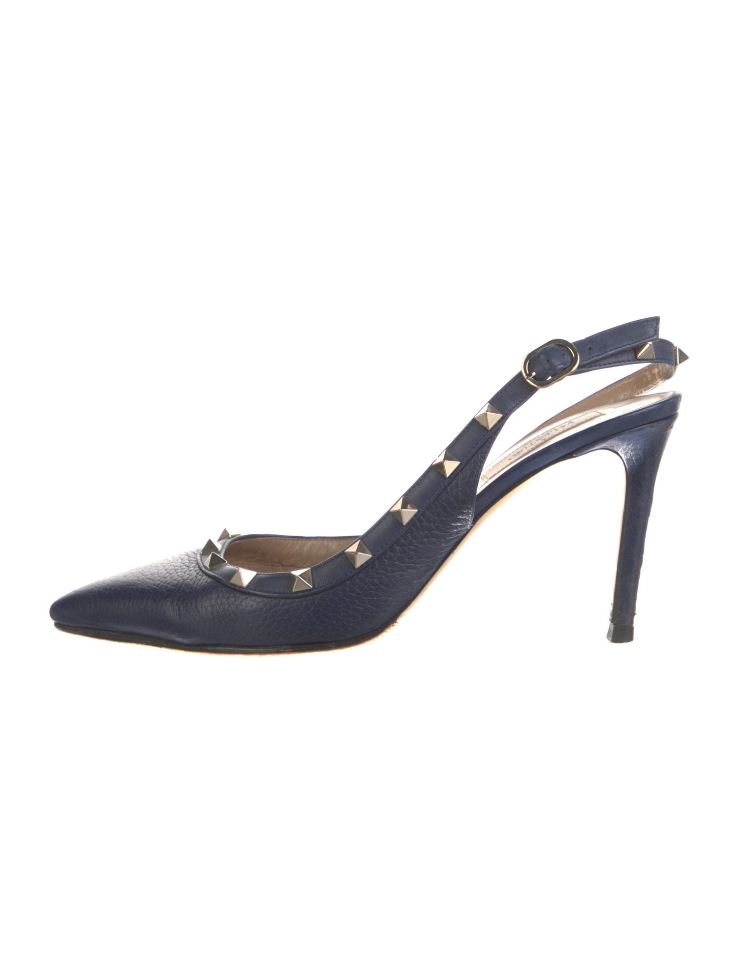 Valentino Rockstud Accents Leather Slingback Pumps