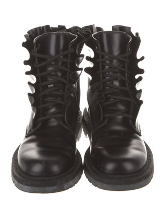 Valentino Leather Printed Combat Boots