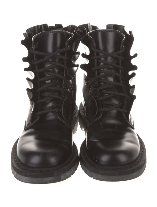 Valentino Leather Printed Combat Boots