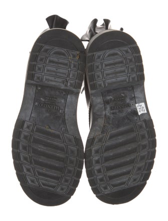 Valentino Leather Printed Combat Boots