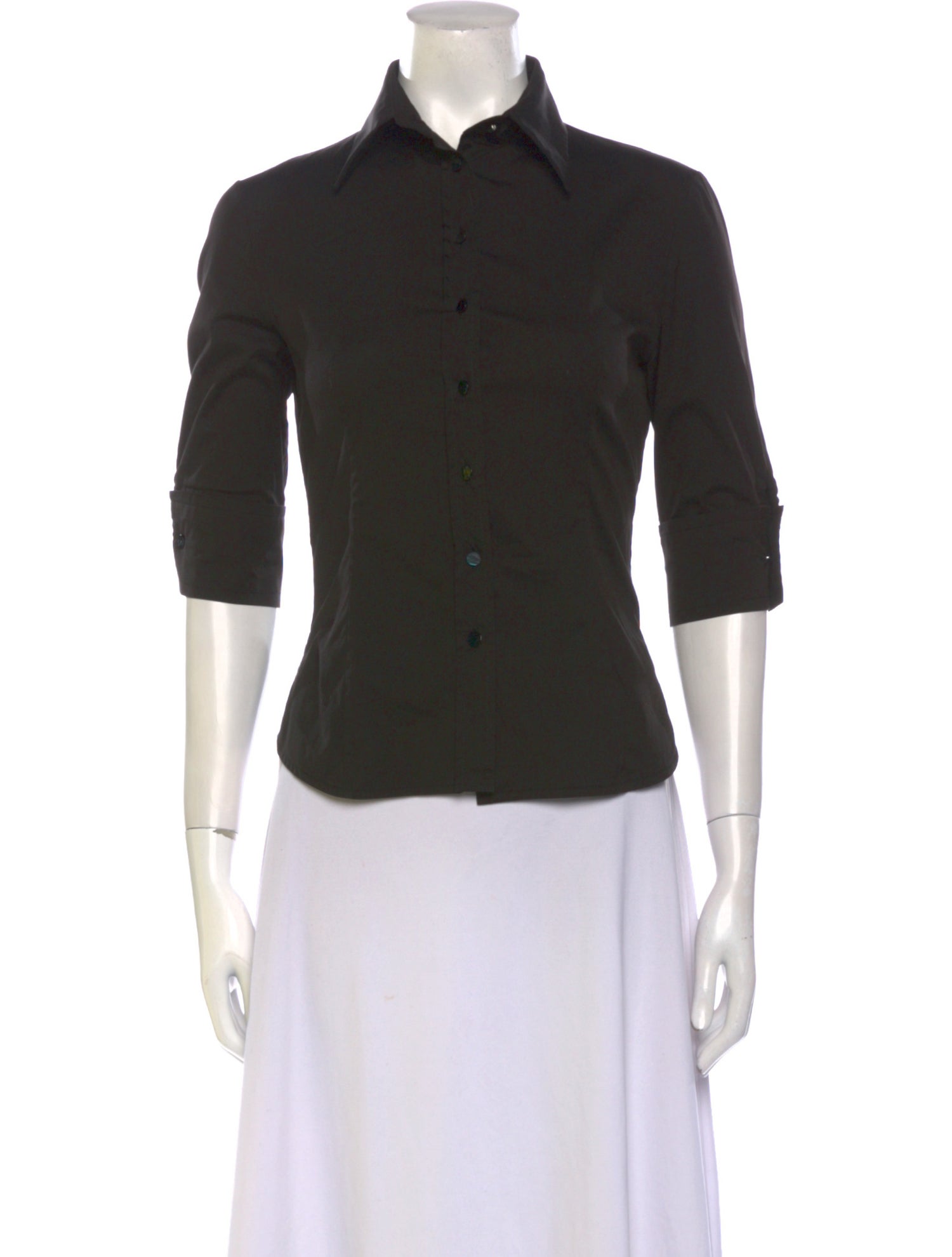 Valentino Three-Quarter Sleeve Button-Up Top