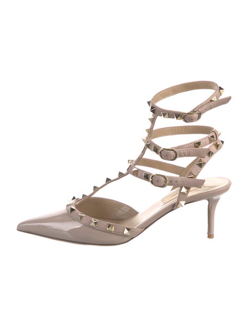 Valentino Rockstud Accents Patent Leather T-Strap Pumps