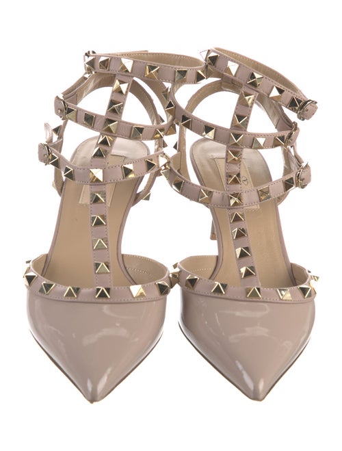 Valentino Rockstud Accents Patent Leather T-Strap Pumps