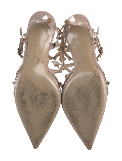 Valentino Rockstud Accents Patent Leather T-Strap Pumps