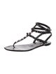 Valentino Rockstud Accents Leather T-Strap Sandals