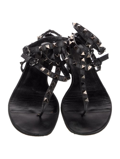 Valentino Rockstud Accents Leather T-Strap Sandals
