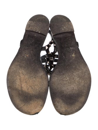 Valentino Rockstud Accents Leather T-Strap Sandals