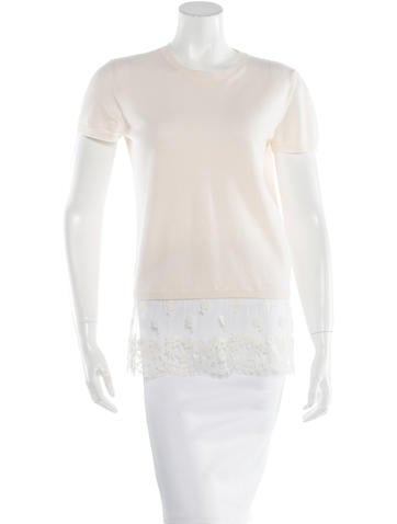 Valentino Virgin Wool Lace-Trimmed Sweater