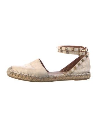 Valentino Rockstud Accents Leather Espadrilles
