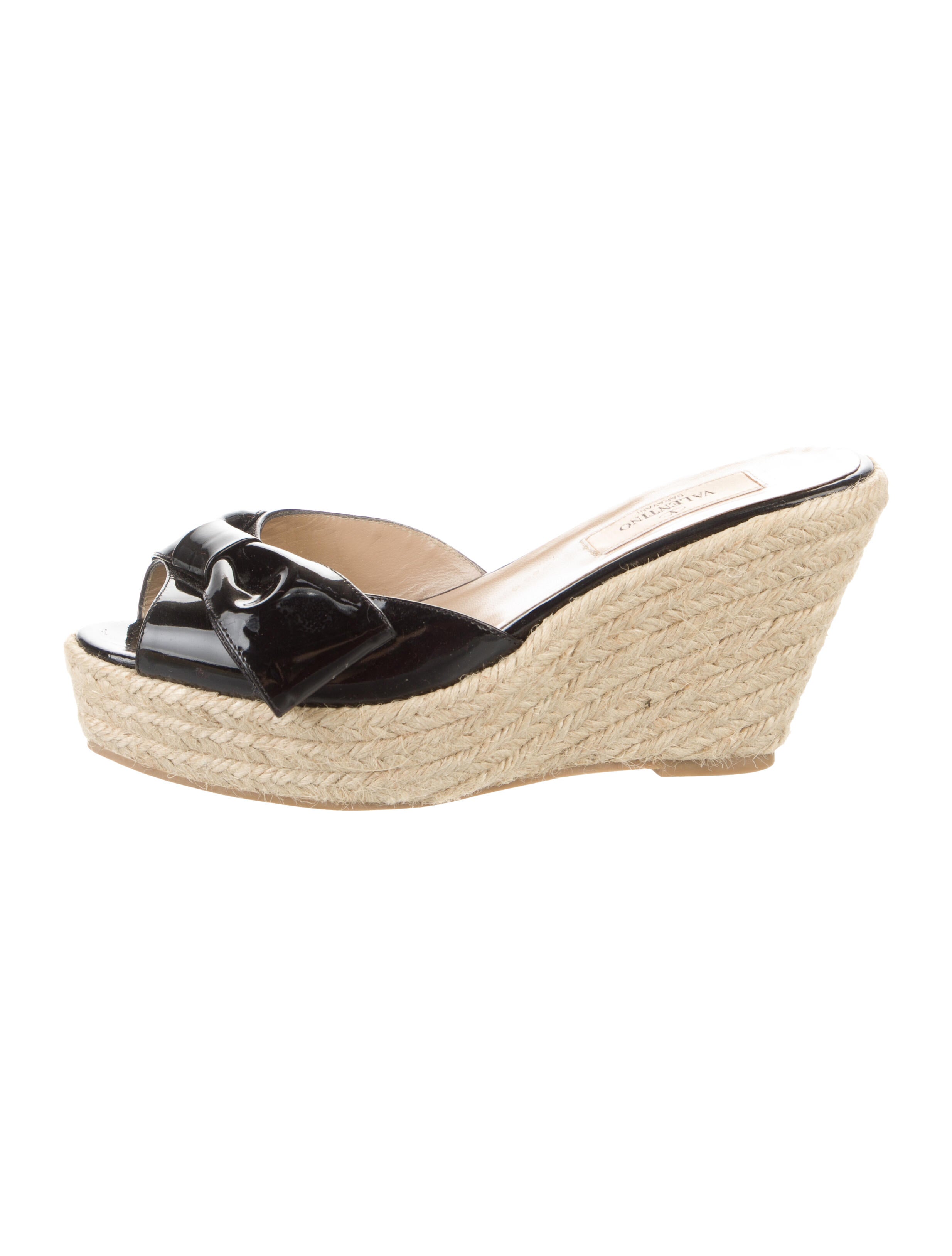 Valentino Patent Leather Bow Accents Espadrilles