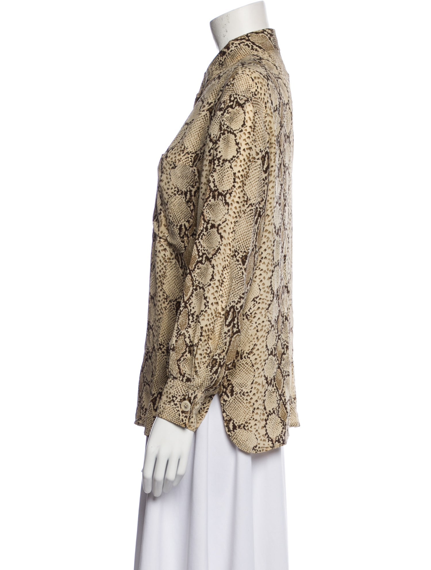 Valentino Animal Print Long Sleeve Button-Up Top