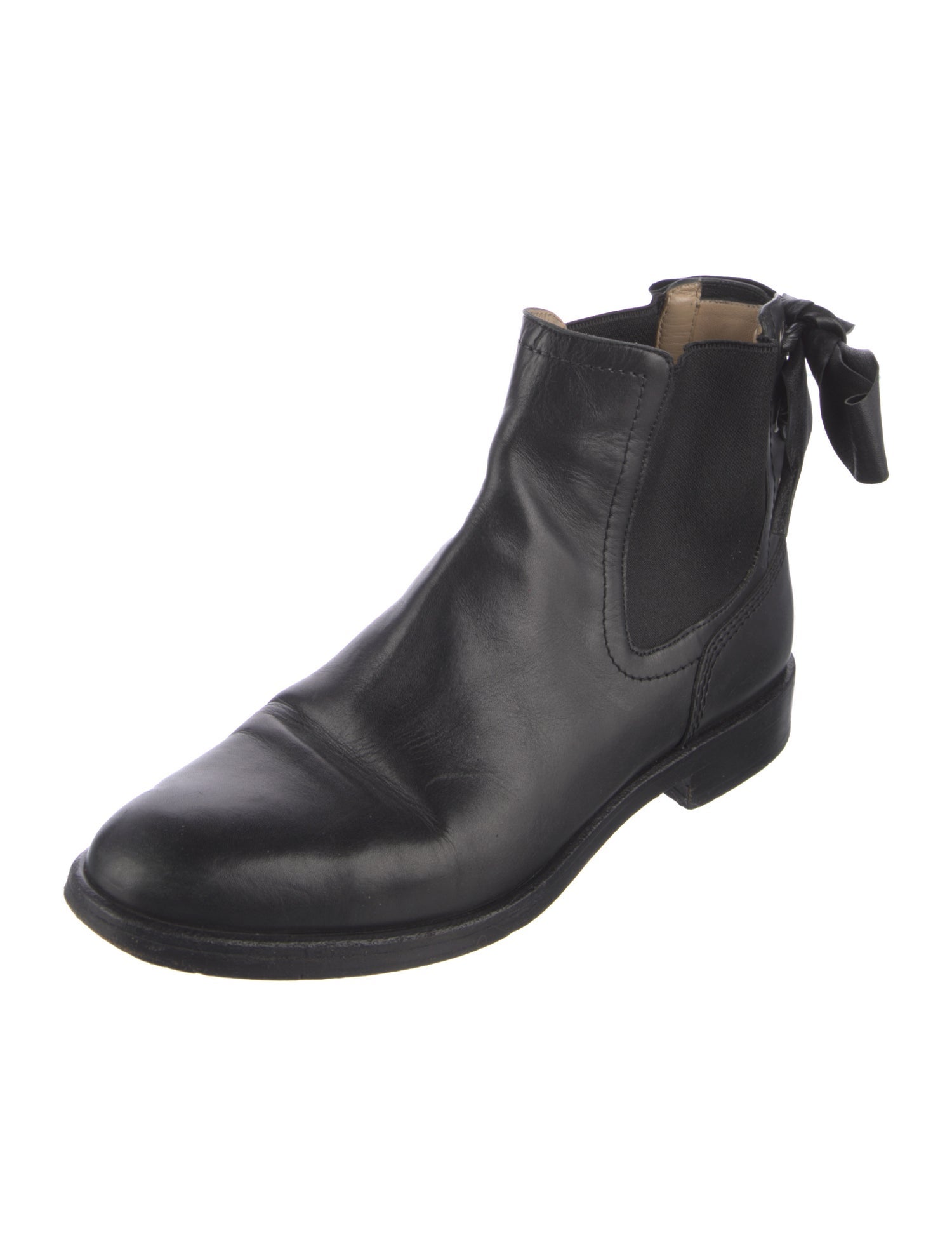 Valentino Leather Bow Accents Lace-Up Boots